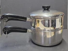 Vtg Revere Ware 2 Qt 87 Pan/steamer & Lid 1801 Stainless Bottom Clinton Il Usa Used. Price: $50.00.