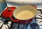 Lodge Xl 7QT 6.6L Enameled Cast Iron Oval Dutch Oven Red W/lid Dual Handles New. Price: $84.29.
