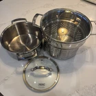 Viking 4QT Sauce Pan & 8CT Strainer + Lid Lot Used. Price: $69.99.