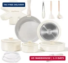 Chef Power Ceramic Nonstick Pots Pans Set 19 Piece With Detachable Handle, New. Price: $111.36.