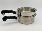 Saladmaster 2-1/2 Qt TP304S Stainless Steel Sauce Pan Double Boiler Steamer Set Used. Price: $79.99.