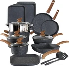 17 Piece Cookware Set Nonstick Granite Coated Pots And Pans Bakeware Black New. Price: $145.59.