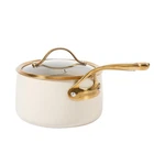 Bloomhouse Two Time Sauce Pan W/ Lid (3-QUART), Almond Cream Gold Handle New. Price: $78.40.