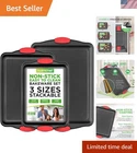 Commercial-grade Nonstick Bakeware Set Stylish Red Handles, 3-PIECE Collection New. Price: $28.99.
