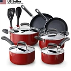 Home Pots And Pans Nonstick Cookware 12 Piece Set, Marble Red New. Price: $225.66.