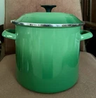 Creuset Enameled Steel Stock Pot Green Ombre 8 Qt. Used. Price: $70.00.