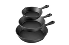 Megachef Pre-seasoned 3 Piece Cast Iron Skilletset New. Price: $450.00.
