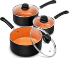 Michelangelo Nonstick With Lid, 1QT&2QT&3QT Ceramic Saucepan, Copper New. Price: $56.25.