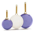 Greenpan Hard Anodized Ceramic Nonstick Skillet Set, 8" 10" 12" - Periwinkle Used. Price: $125.46.