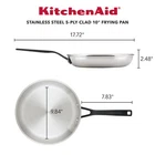 Kitchenaid 5 Ply Clad 10 Inch Stainless Steel Frying Pan, Polished New. Price: $80.00.