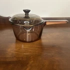 Vintage Corningware Visions, Amber Glass, Sauce Pan/pot With Lid And Spout 1QT Used. Price: $19.50.