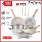 16PCS Pots And Pans Cookware With Cooking Set, White New. Price: $61.85.