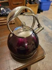 Wolfgang Puck 2.45 Qt Whistling Tea Kettle Purple Wide Gripe Stainless Lid Used. Price: $18.95.