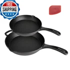 Cuisgusto Cast Iron Skillet Set 8 12 Pre-seasoned Frying Pan Duo Holiday New. Price: $69.36.