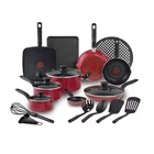 T-fal 20PC Simply Nonstick Cookware Red: Skillet & Pan Set, New. Price: $84.99.