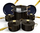 Nuwave 31911 Lux 13-PC Cookware Set With Elegant Gold Handle, Diamond Infused New. Price: $635.00.
