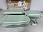 Pyrex Deep 6PC Glass Baking Dish Set (9"X13", 7"X11", 8"X8") Bpa-free Sage Lids New. Price: $68.95.