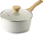 White Ceramic Nonstick Saucepan With Lid 2.5 Quarts, Medium Cooking Pot Sta New. Price: $48.27.