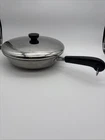 Revere Ware Stainless Steel 10 Skillet Fry Pan W/lid Tri-ply Core Disc Bottom Used. Price: $29.95.