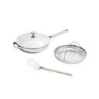 Our Place 4PC Titanium 10.5" Always Pan Pro W/ Steamer Silver New. Price: $129.99.