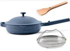 Our Place 4PC Ceramic Glass All-in-one Pan Cookware Set Blue Steamer Basket New. Price: $89.00.