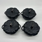 Staub Ceramic Pumpkin Cocotte 0.75 Qt Matte Black Stoneware France - Lot Of 4 Used. Price: $120.00.