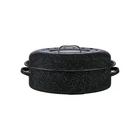 Granite Ware 18" Covered Oval Roaster 15LB Capacity, Non-stick Black New. Price: $49.99.