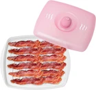 Joie Piggy Microwave Bacon Grooved Cooking Tray With Splatter Lid, Holds 4-5 Str New. Price: $20.24.