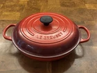 Le Creuset Cast Iron 3.5 Quart #30 Braiser With Lid Cerise Red Used. Price: $199.00.