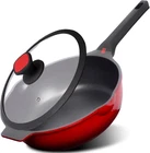 Diig Nonstick Deep Frying Pan Skillet With Lid, 12 Inch/ 5.5 Qt Ruby Red New. Price: $63.09.