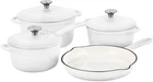 Basque Enameled Cast Iron Cookware (blanc White), 7-PIECE Set, Nonstick New. Price: $340.57.