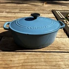 Cuisinart Chefs Enameled 5.5 Qt Cast Iron Dutch Oven Aqua Blue C1755-30 3.2L Used. Price: $40.98.