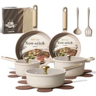 Ceramic Cookware Set Nonstick Pots Pans Light Taupe Carote A14320 14PCS New. Price: $154.99.