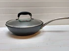 Calphalon Skillet Wok 9" Anodized Aluminum Saut Pot Chef's Frying Pan Lid Used. Price: $67.99.