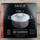 Saveur Selects Voyage Series 5QT Enamel Cast Iron Casserole Stainless Lid New. Price: $54.99.