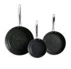 Nordic Ware Basalt Ceramic Non-stick 3-PIECE Skillet Set 8", 10", And 12", Nob New. Price: $120.00.