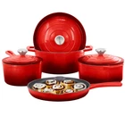 Megachef 7 Piece Enameled Cast Iron Cookware Set In Red New. Price: $219.66.
