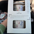 Crofton Farmhouse 2PK Mini Casserole Dish Ceramic Floral & Blue 0.8QT W/lids New. Price: $22.00.