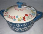 Pioneer Woman Fancy Flourish Mini Cocotte With Lid 16 Oz 4.5 Diameter Blue Used. Price: $12.49.