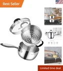 Tri-ply Whole-clad Stainless Steel Saucepan With STEAMER,2.5 Qt Small Multipu... New. Price: $93.64.
