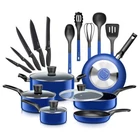 Serenelife 20PCS Kitchenware Pots & Pans Set-black Non-stick Coating Inside-blue New. Price: $106.99.