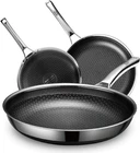 Snowclad Hex-surface Stainless Nonstick Pan Hybrid 8/10/12 Inch Set New. Price: $269.99.