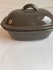 Pampered Chef Grey Deep Covered Baker Stoneware Baking Dutch Oven Lid Pre-owned Used. Price: $32.00.