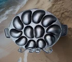 Outset D672603 Cast Iron Oyster Grill Pan, 12 Cavities, Black Used. Price: $67.49.