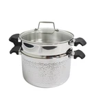 Ciwete Tri-ply Stainless Steel Hammering Finish Steamer & Stock Pot With Lid New. Price: $45.00.