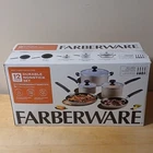 Farberware 12-PIECE Non-stick Aluminum Pan Set, Silver/black, Dishwasher Safe New. Price: $70.00.