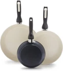 Greenpan Rio 7" 9.5" And 11" 3 Piece Frying Set, Black New. Price: $88.56.