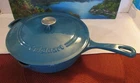 Cuisinart Chef Cast Iron 12" Covered Chicken Fryer Porcelain Enameled Teal Blue Used. Price: $112.50.