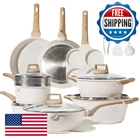 Carote 21-PC Pots & Pans Set Nonstick Cookware White Granite Induction Fry New. Price: $157.74.