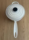 Rare Creuset Brioche Enameled Cast Iron 20 2.25 Qt Signature Saucepan +lid Vg Used. Price: $132.00.